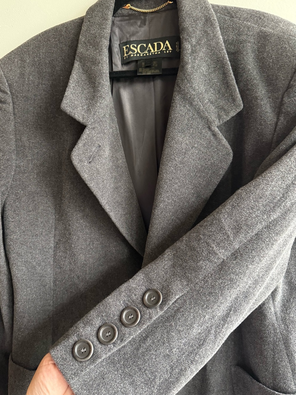 Vintage ESCADA Women's Cashgora Angora Wool Single-Button Blazer 14/XL - Picture 9 of 13